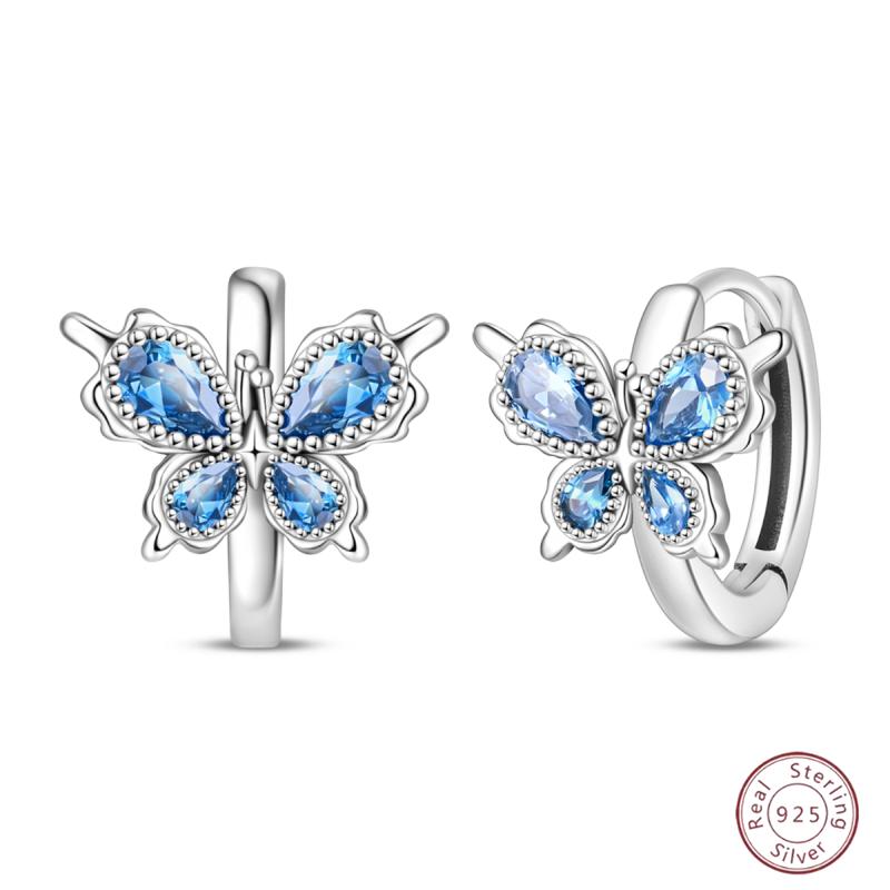 Sweet 925 Silver Ladybug Butterfly Dragonfly Iris Flower Design Earrings Fit Wedding Parties Exquisite Jewelry