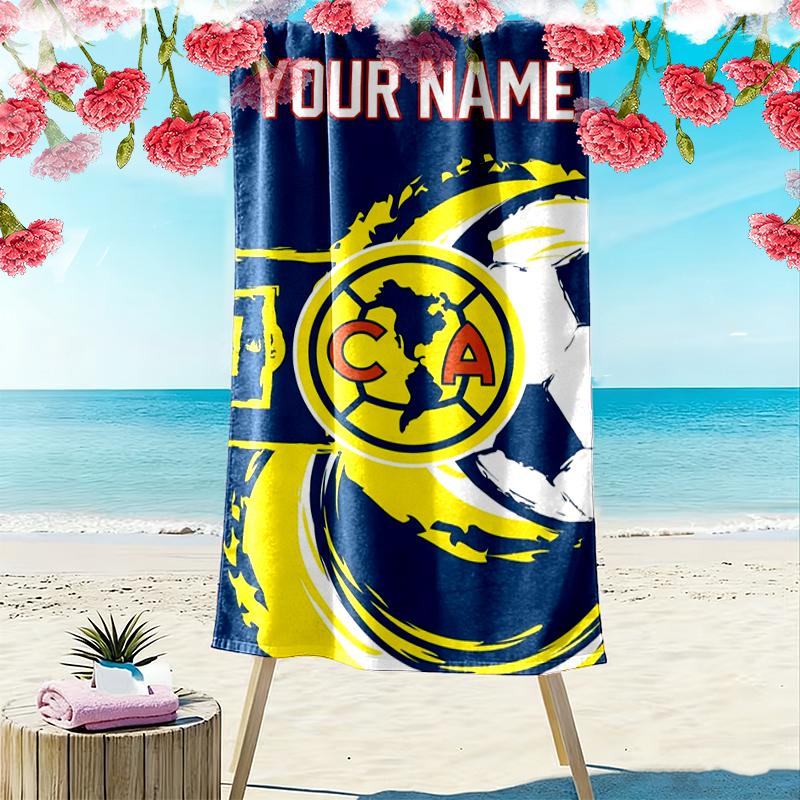 Custom Name Club Amrica Print Beach Towel, Large Soft Quick Dry Towel for Beach Camping Swimming