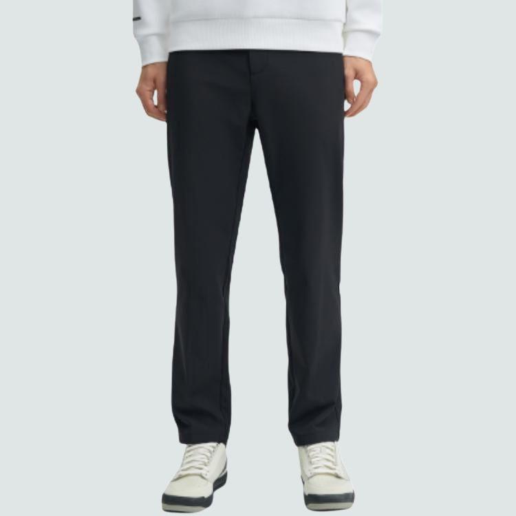 Fila White Series Comfortable Solid Color Mid Waist Straight Leg Casual Pants Men Bottoms Black F11M443802F-BK