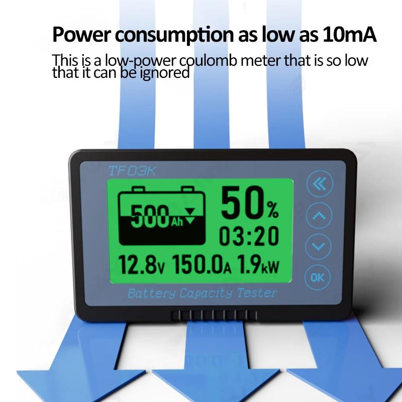 TF03K Coulomb Counter Meter DC8-120V Battery Capacity Indicator Voltage Current Display Lithium for Lead Acid Battery Detector