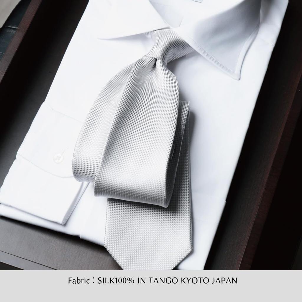 Wedding Necktie, Formal Wear, Silver, Tango, Kyoto-made, 100% Silk, Made in Japan, High-Quality Brand, Gift, Y&Tailor (Basket)
