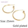 2 Sizes S925 Sterling Silver Needle Gold Color C Shape Smooth Hoop Earring Brass Metal Earring Fashion Jewelry For Women Gifts
