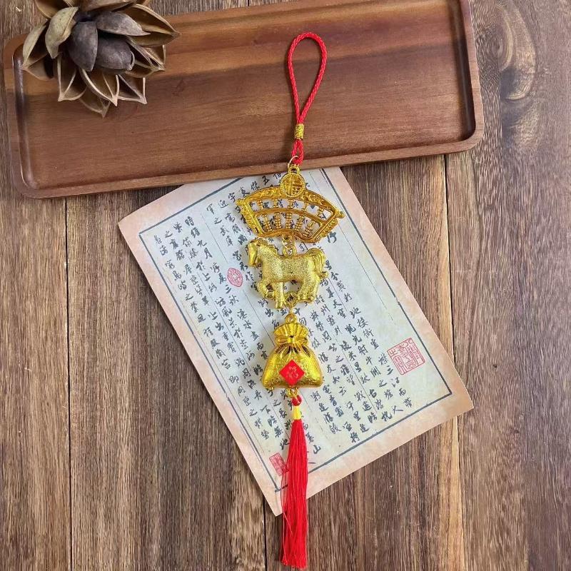 2026 New Year Lucky Decoration Year Of The Horse Wall Hanging Ornament Chinese Car Pendant Accessories Housewarming Gifts