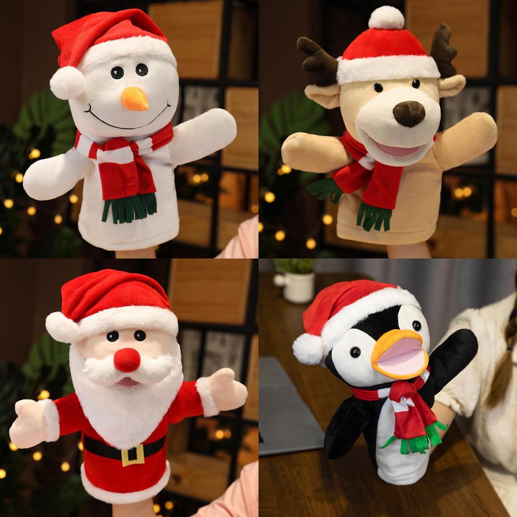 Festive Santa Claus Ventriloquist Puppet Toy Mouth Moving Plush Doll For Kids Christmas Gift