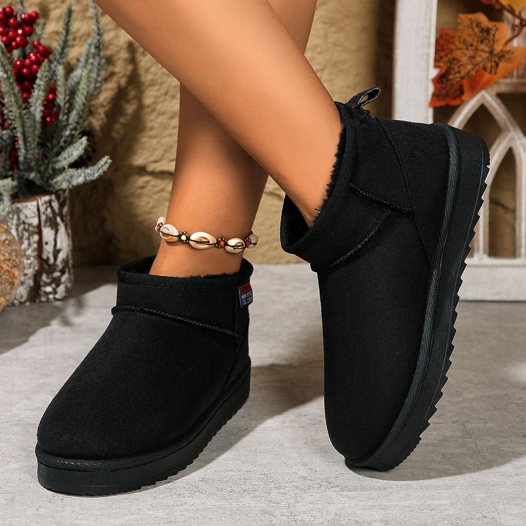 Winter Women Short Plush Warm Snow Boots Casual Shoes  New Suede Fur Chelsea Ankle Boots Flats Platform Ladies Shoes Botas