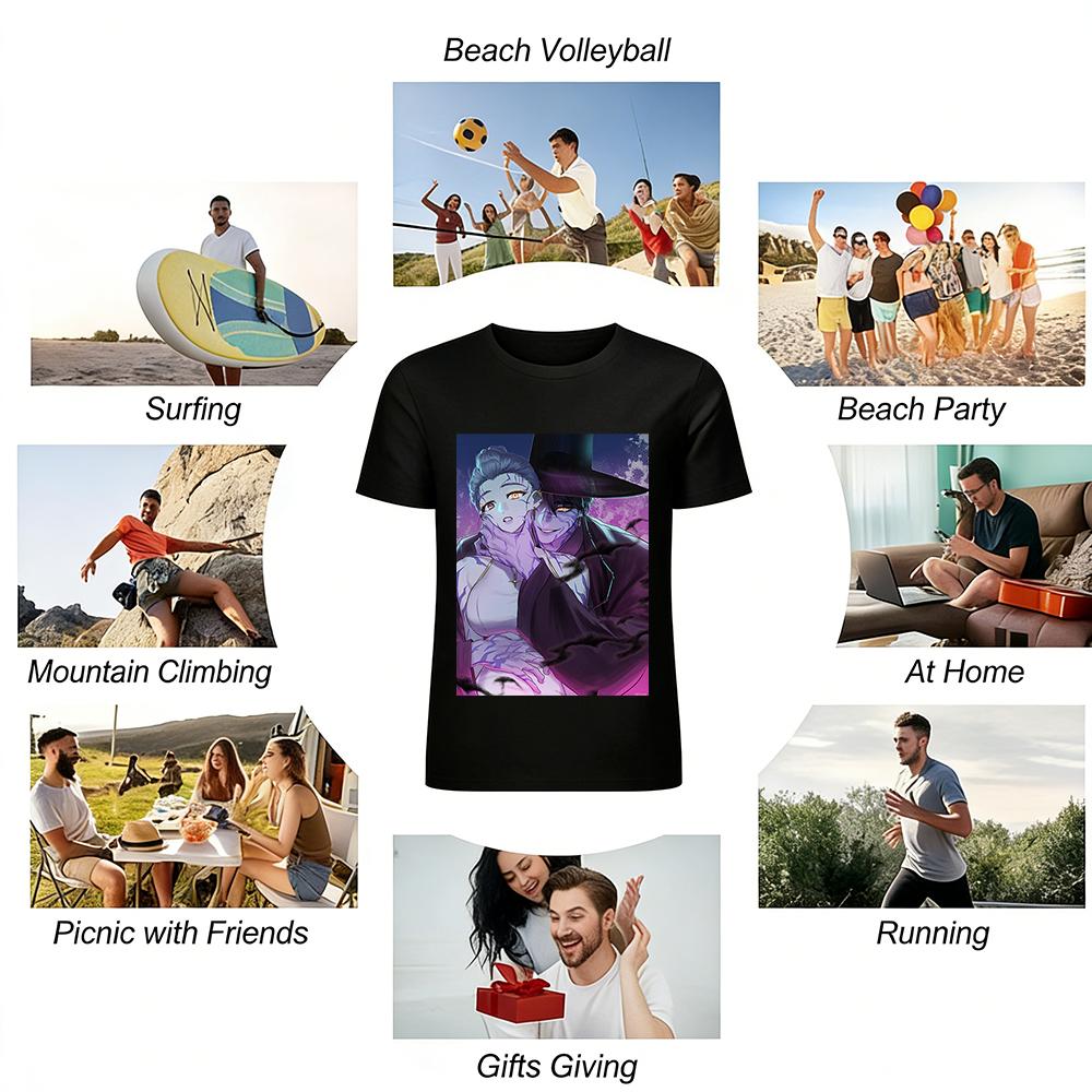 Dunkler Stil Fluchmuster Paar Print Oberteil Trendige Subkultur Street Locker Lässiges T-Shirt Für Männer Frauen Reines Baumwoll-T-Shirt