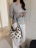 2026 Summer Polka Dot Drawstring Bucket Bag - Women's Korean Style Fashionable Single Shoulder Crossbody