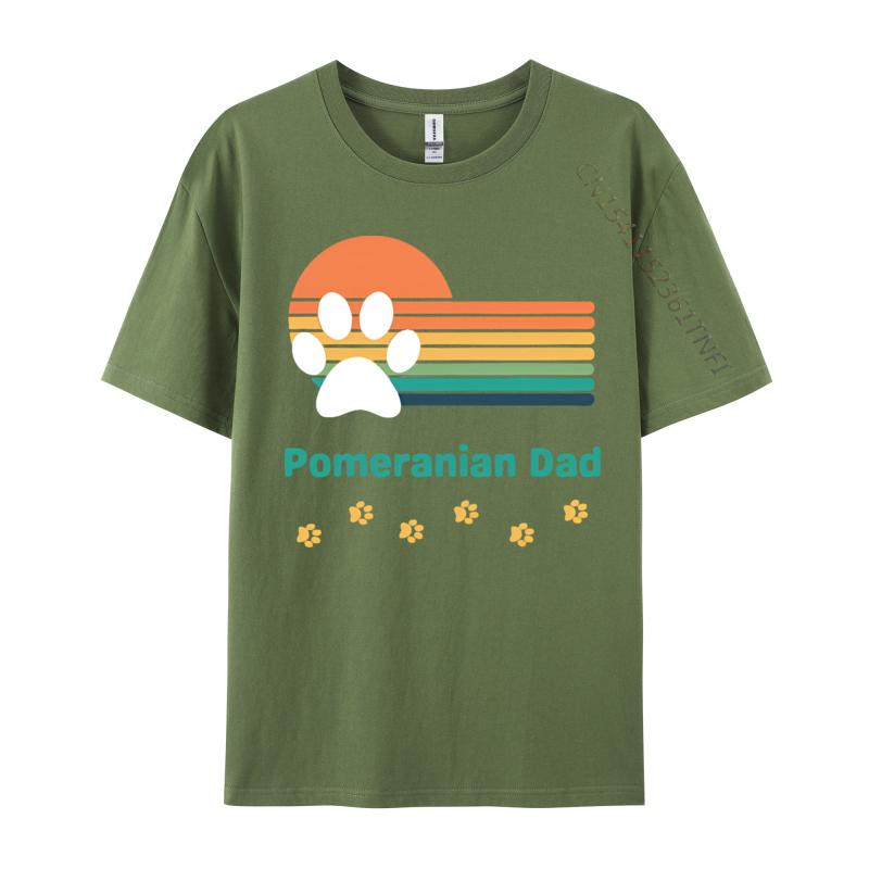 Pomeranian Dog Dad Vintage Retro Colorful Tshirt Men T Shirts Gifts Print Tshirts Casual Plus Size Tops Tee Graphic T Shirts