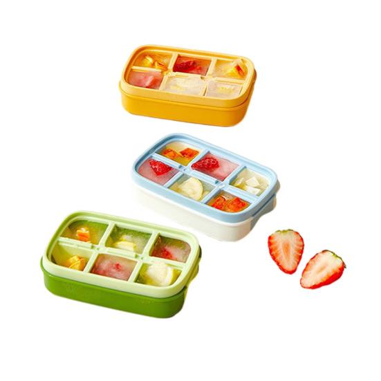 Ice Cube Mold with Sealed Lid 6 Cavity Push-Type Design No Spill Stackable Ice Tray for Pure Odor-Free Easy-Release Reusable