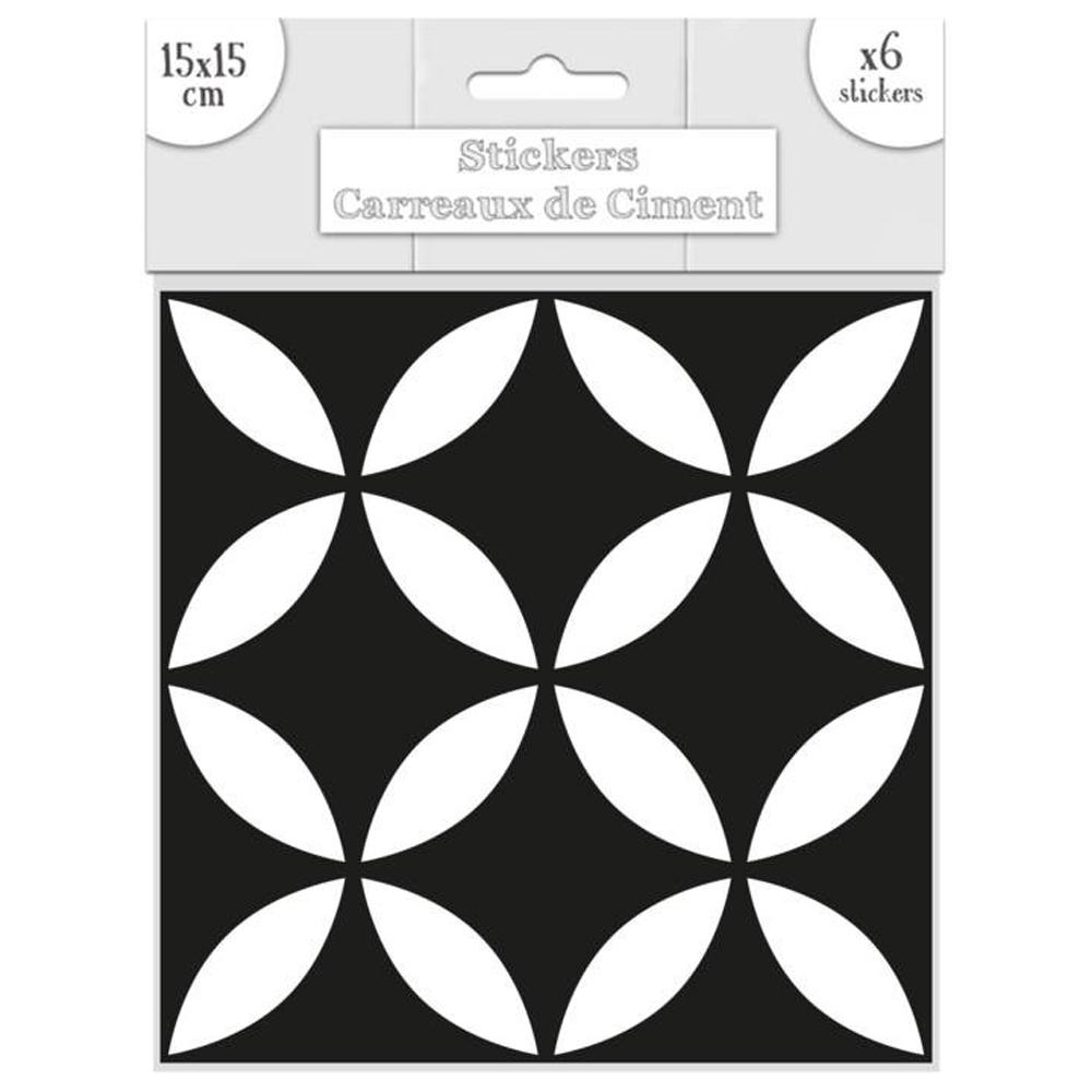 Les Trésors De Lily [Q7343] - Sada 6 samolepek 'Cementové dlaždice' černá - 15x15 cm