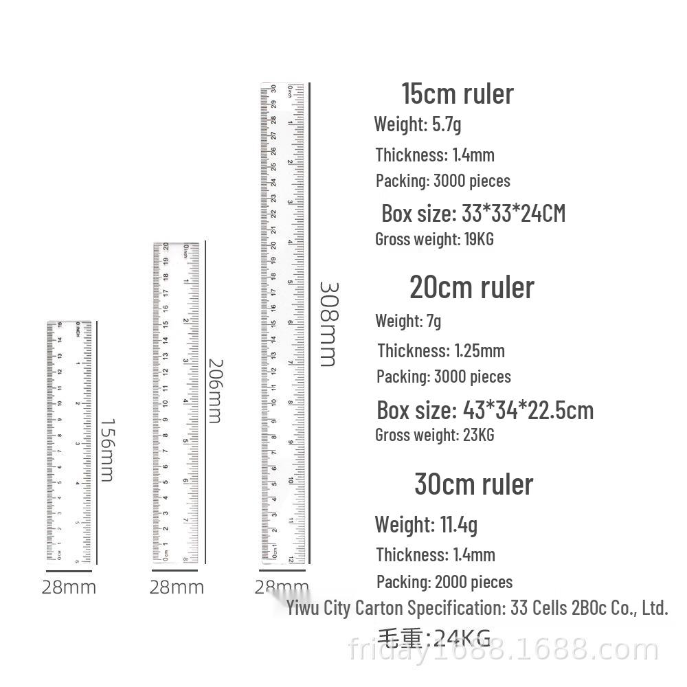 

Thin Transparent Plastic Ruler, 15/20/30cm, Dual Scale in Centimeters and Inches for Students 15cm Thin Ruler