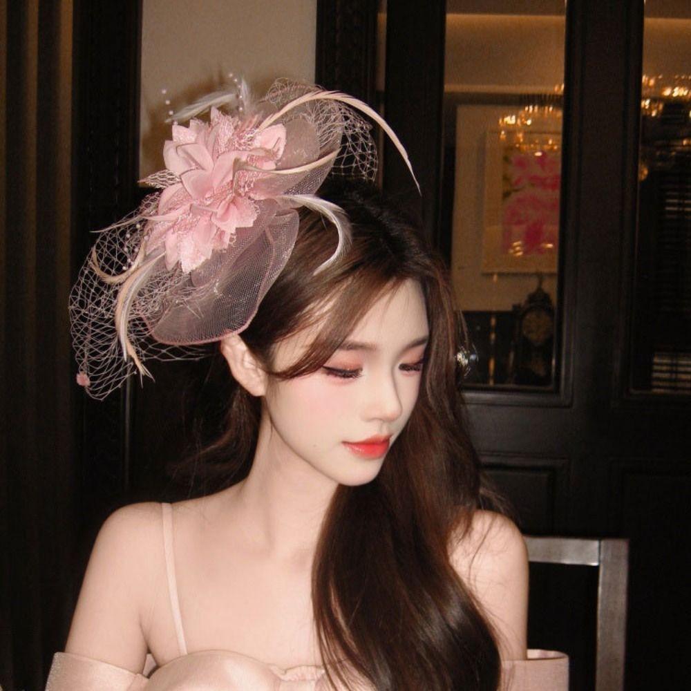 Hairpin Feathers Fascinator Hat Sweet Funeral Headdress Fashion Veil Hat Headwear  Headdress