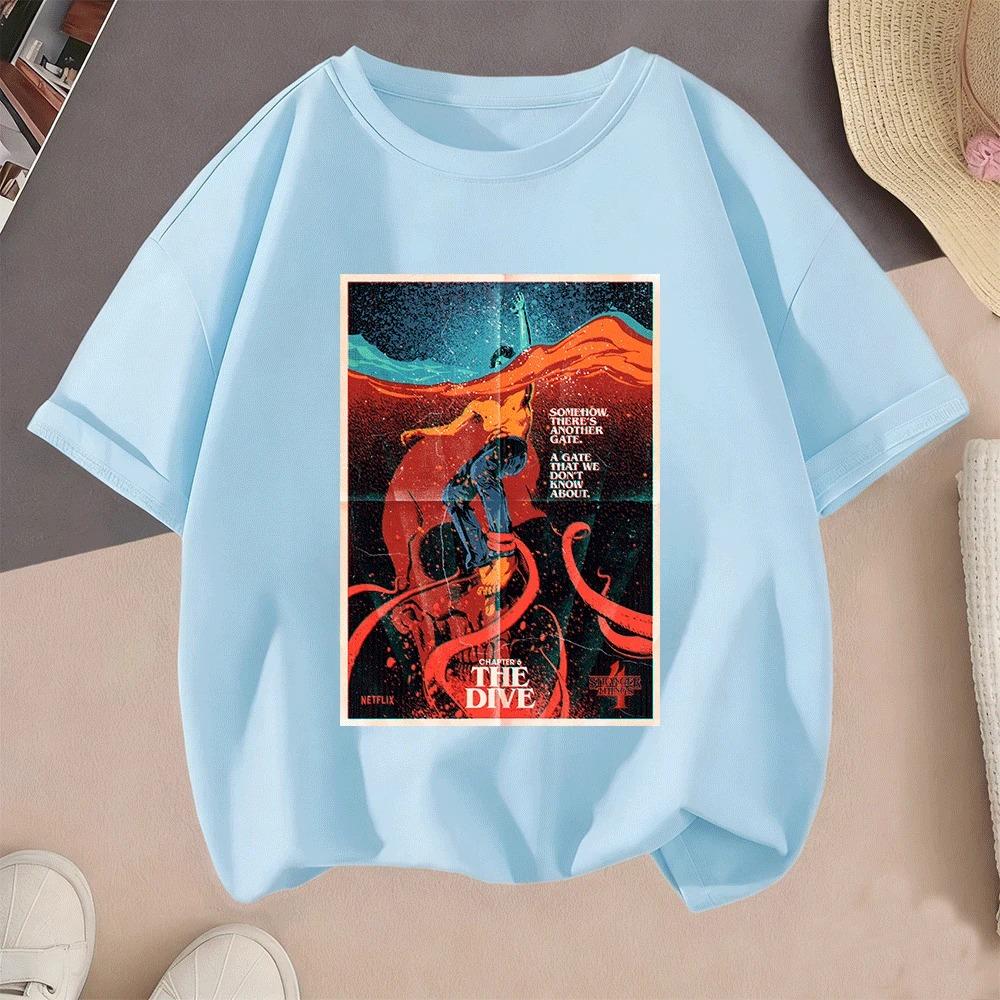 Hot Sale 2026 Stranger Things 2D Printed Casual Summer Short Sleeve T Shirt For Teenagers Kids Boys