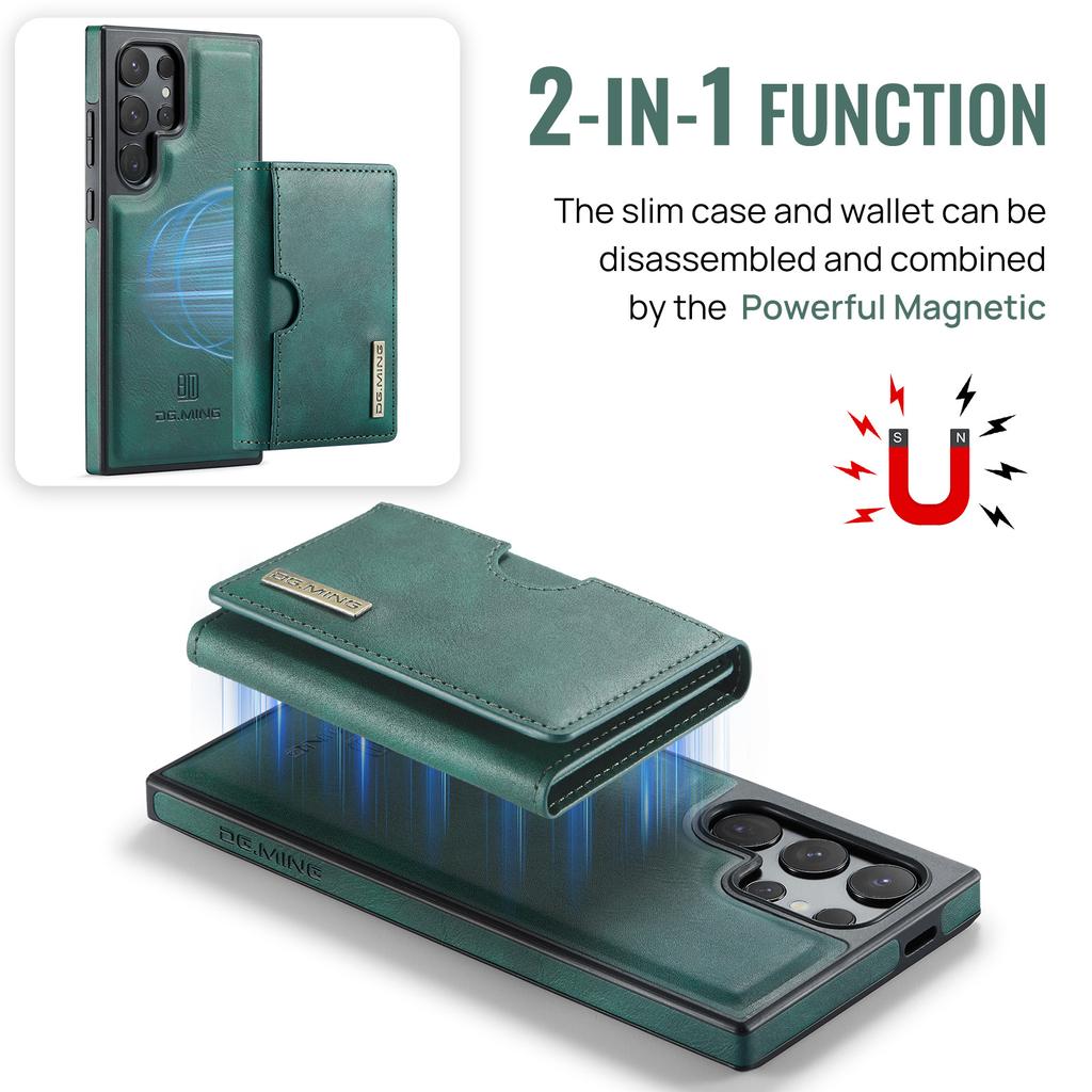 DG.MING M6 Series For Samsung Galaxy S25 Ultra Case Magnetic Wallet PU+PC+TPU Phone Cover
