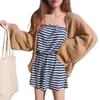 Summer Sun Coat Open Stitch Cardigan Loose Solid Knitted Long Sleeves Office AC Warm Shawl Outdoor
