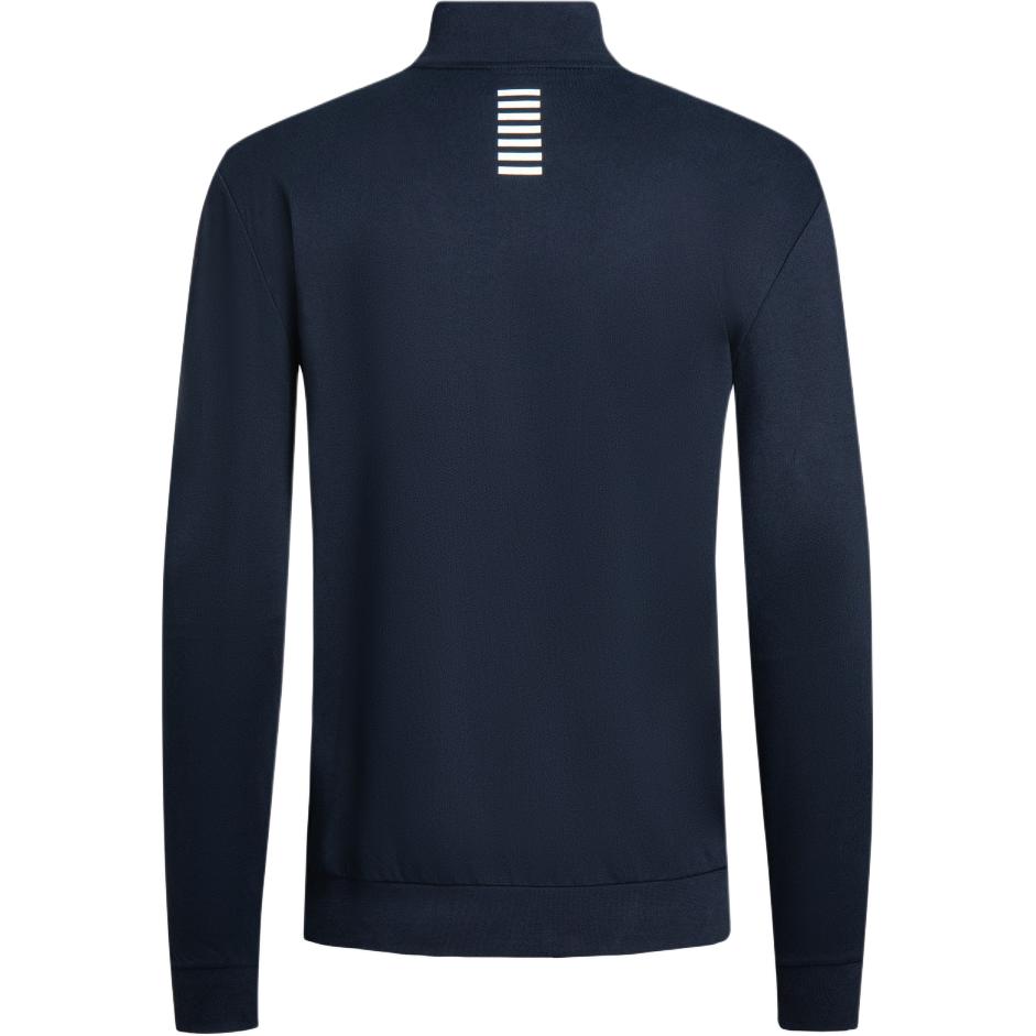 Emporio Armani EA7 FW24 Felpa con Zip e Maniche Lunghe, Collo a Polo con Logo a Lettere da Uomo, Blu Scuro, 8NPM31-PJVRZ-1562