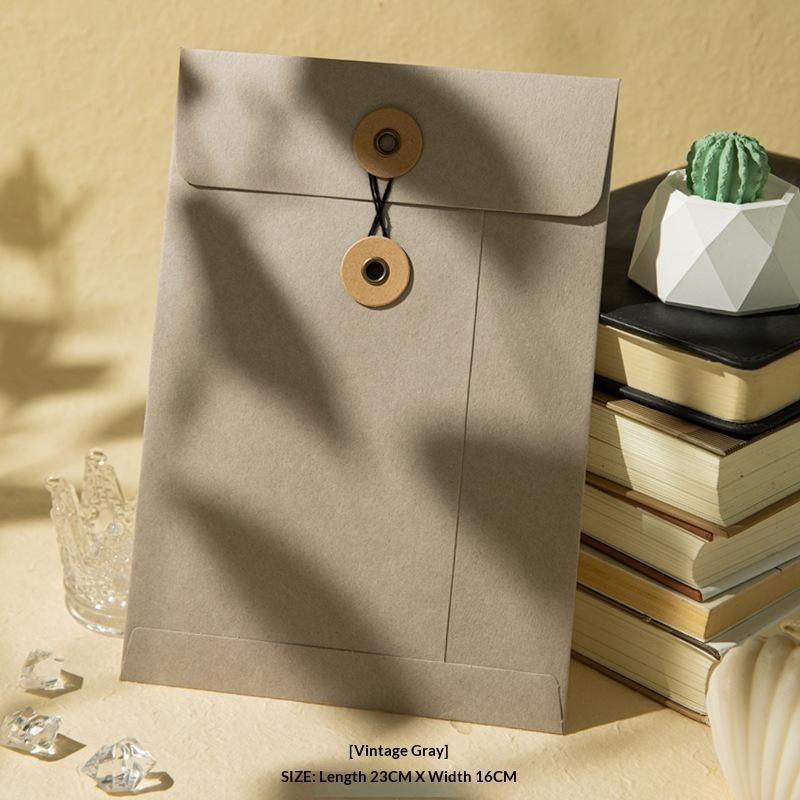 Durable Thickened Kraft Paper Envelopes String Tie Closure A4 A5 A6 Sizes Invoice Document Storage Pouch for Office Workers