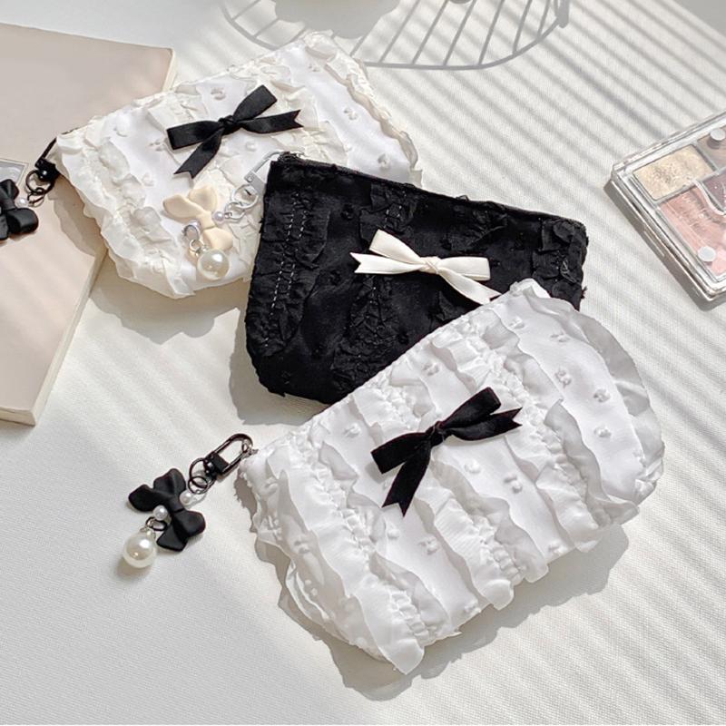 1Pc Lace Bow Storage Bag Travel Makeup Bag Professional Makeup Artist Use Storage Bag Home Storage Multi-Color