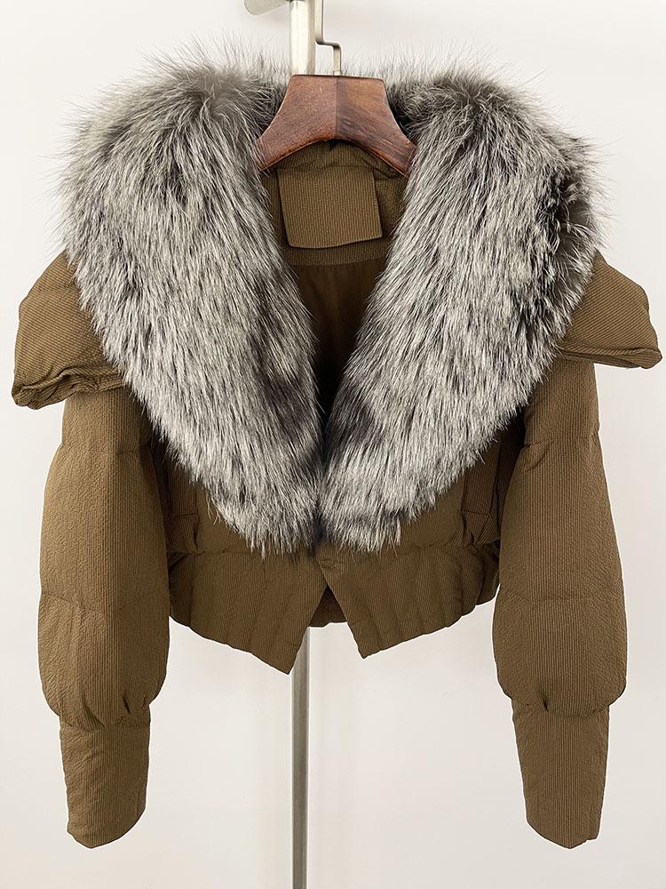 OFTBUY Down Jacket Women 2024 New Winter Natural Real Raccoon Fox Fur Collar Short White Duck Down Coat Thick Warm Casual Outerwear