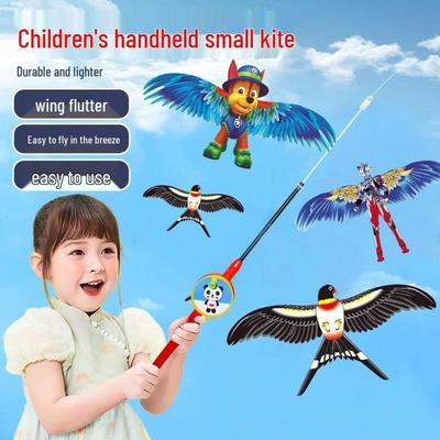 2025 Handheld Small Cartoon Eagle Swallow Fishing Rod Kite for Kids - Easy To Fly In Breeze