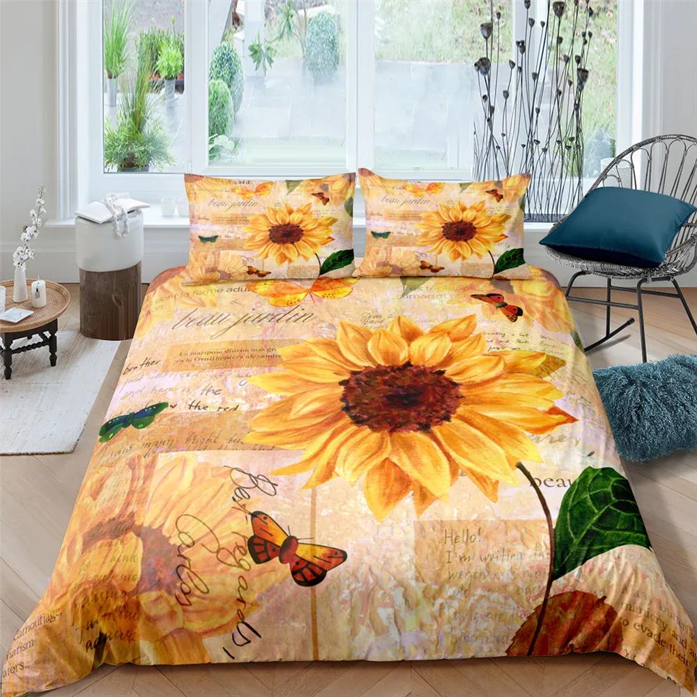 Sunflower Rainbow Duvet Cover Yellow Flowers for Children Girl Women Floral Colorful Polyester Quilt Cover Bedroom Decorations