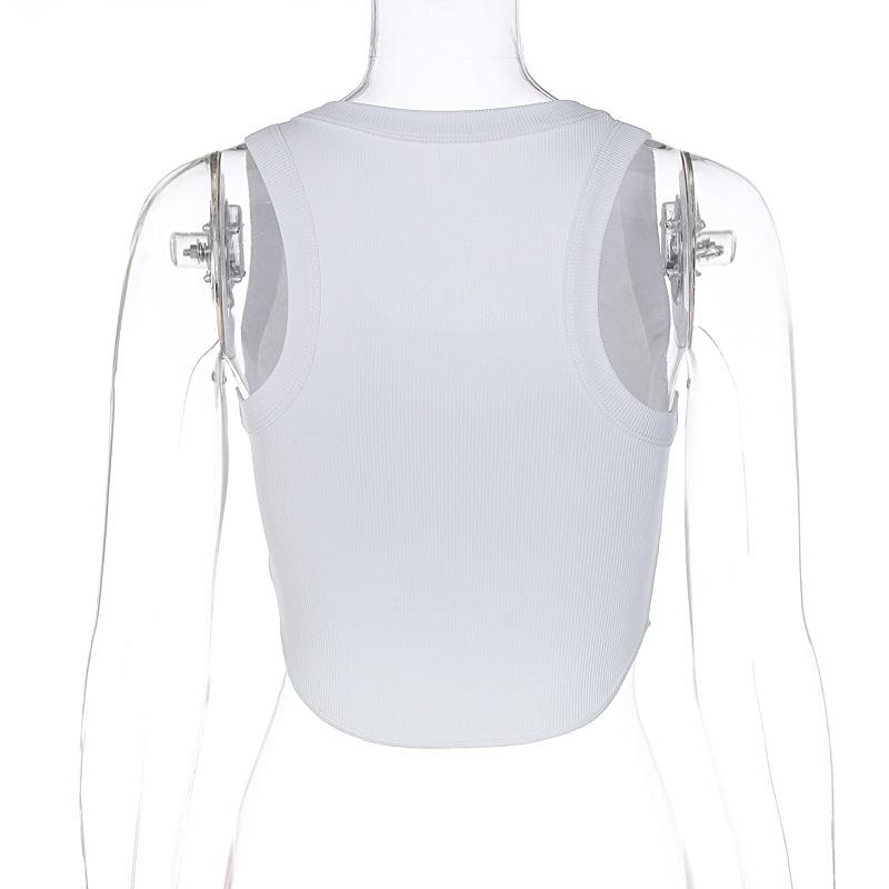 Ribbed Square Neck White Sexy Slim Y2K Crop Tank Top Summer Women Goth Clothes Streetwear Vacation Casual Wholesale