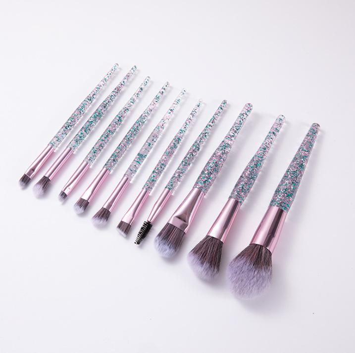 10 Crystal Makeup Brushes Eyeshadow Brushes Blush Brushes Loose Powder Brushes Set Full Set of Makeup Tools