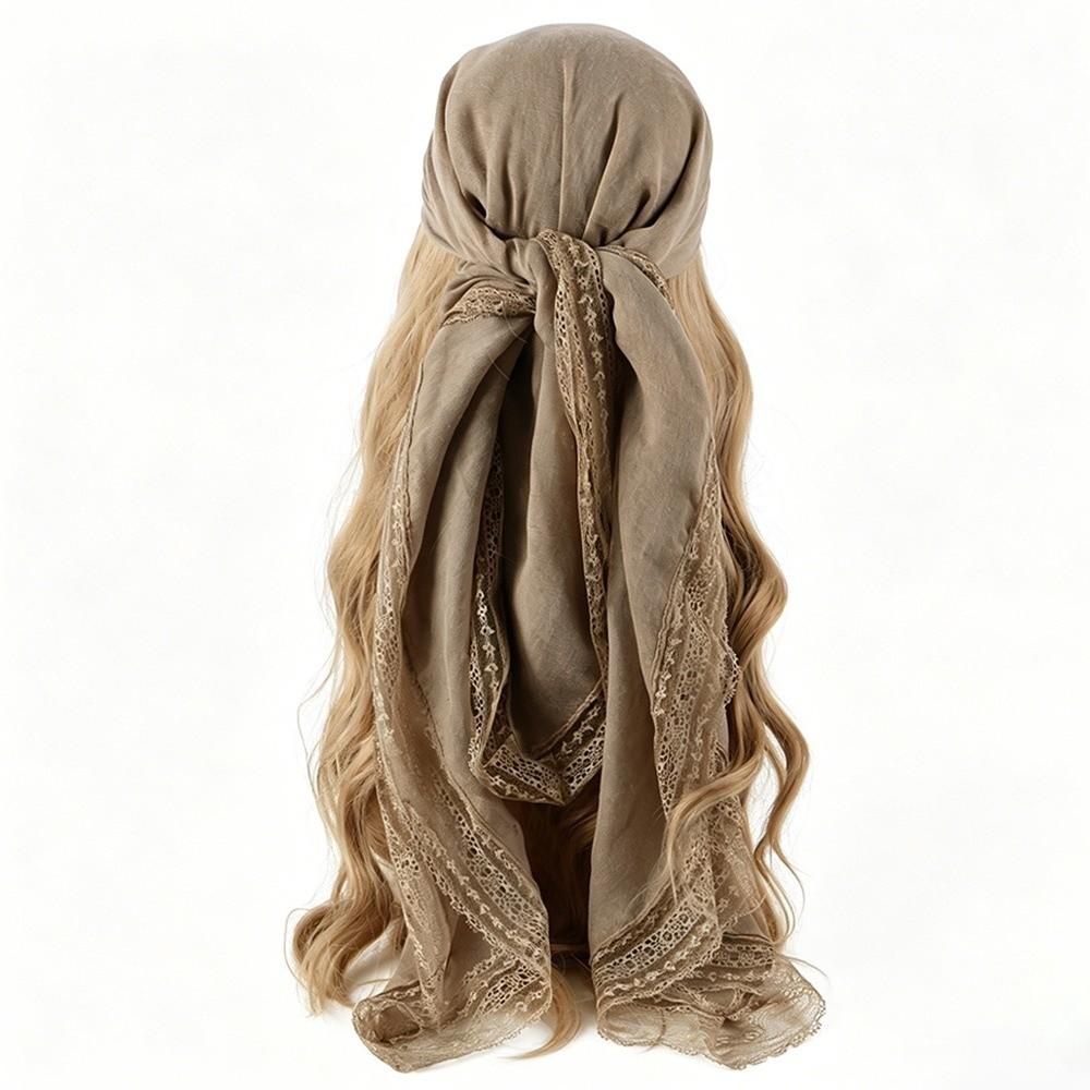 Square Shape Lace Trim Scarf Breathable Sun-Protection Shawl Fashion Bohemian Scarf