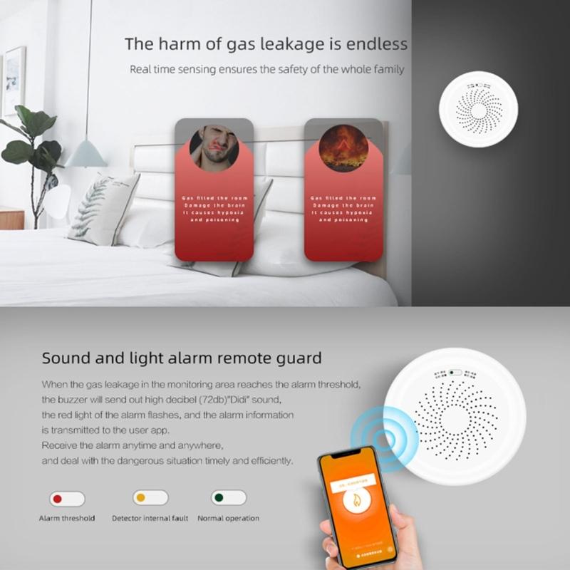 Gas Leakage Detector Combustible Sensory Intelligent Home Security Alarm System App Remote Control For Home Safety