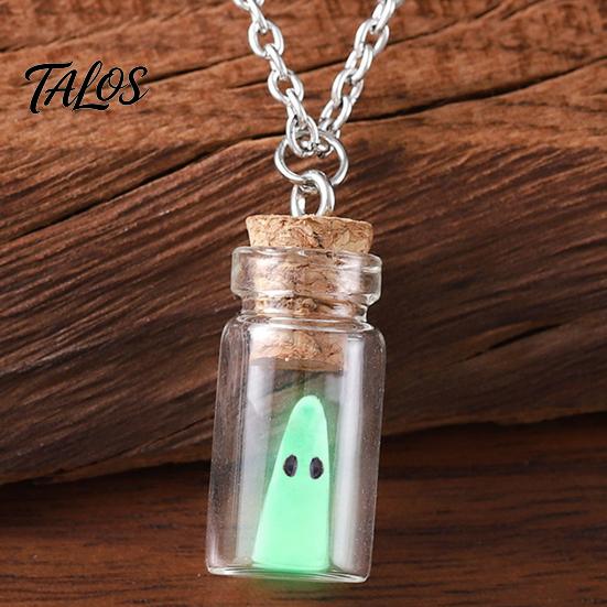 Kreatives Geschenk für sie Leuchtgeister Halskette, Leuchtet im Dunkeln in Flaschenanhänger, Niedliche Hexen Ästhetik Halskette Ohrringe, Gothic Halloween