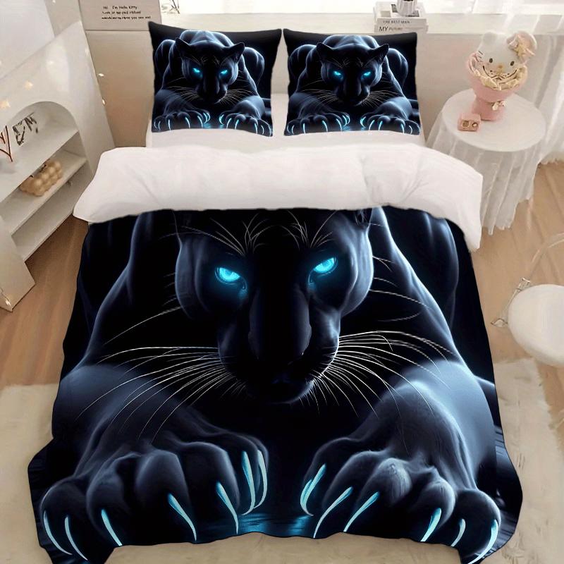 3-piece Black Panther Print Duvet Cover/Bedding Set - Soft Polyester, (1 Duvet Cover + 2 Pillowcases), Bedroom Decoration