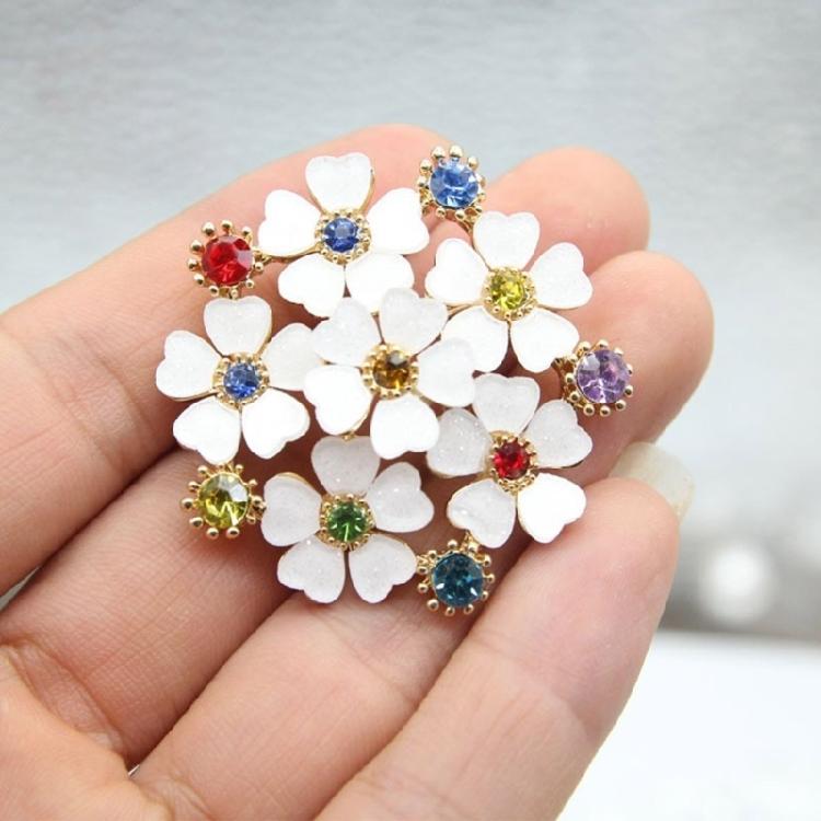 Rhinestones Embellishment Flower Shaped Brooch Unique Floral Shaped Lapel Pin Stylish Women Accessory for Coat Dress