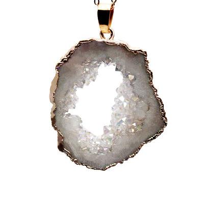 Irregular Agate Natural Stone Druzy Pendant Necklace for Women DIY Crystal Quartz Pendant Necklace Gmstone Jewelry
