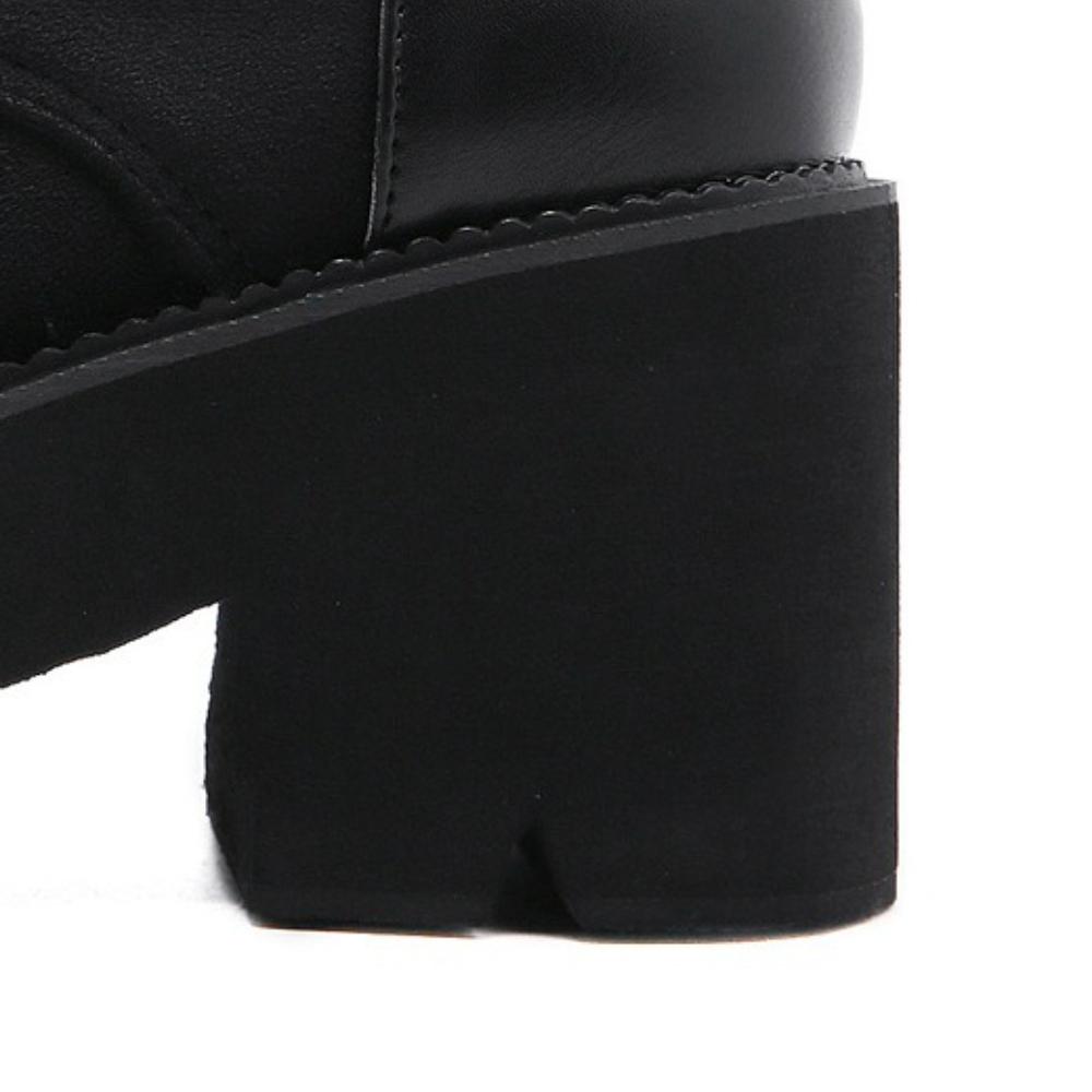 European Women Lace Up Martin Boots Suede Plain Ankle Boots British Korean Style Thick Platform Side Zipper Boots