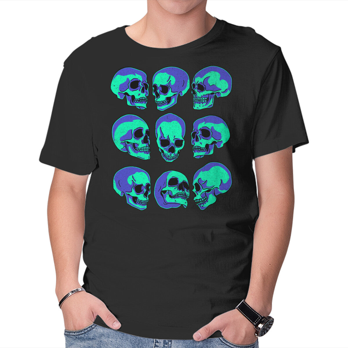 Unisex Crew Neck T-Shirt Many Faces of Death Graphic Short Sleeve Casual Tee L
