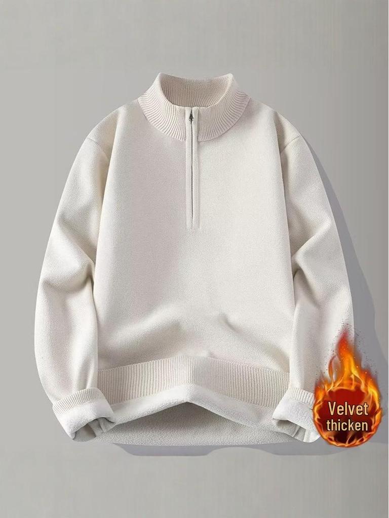 Herren Winter Fleece Halbhoher Kragen Strickware