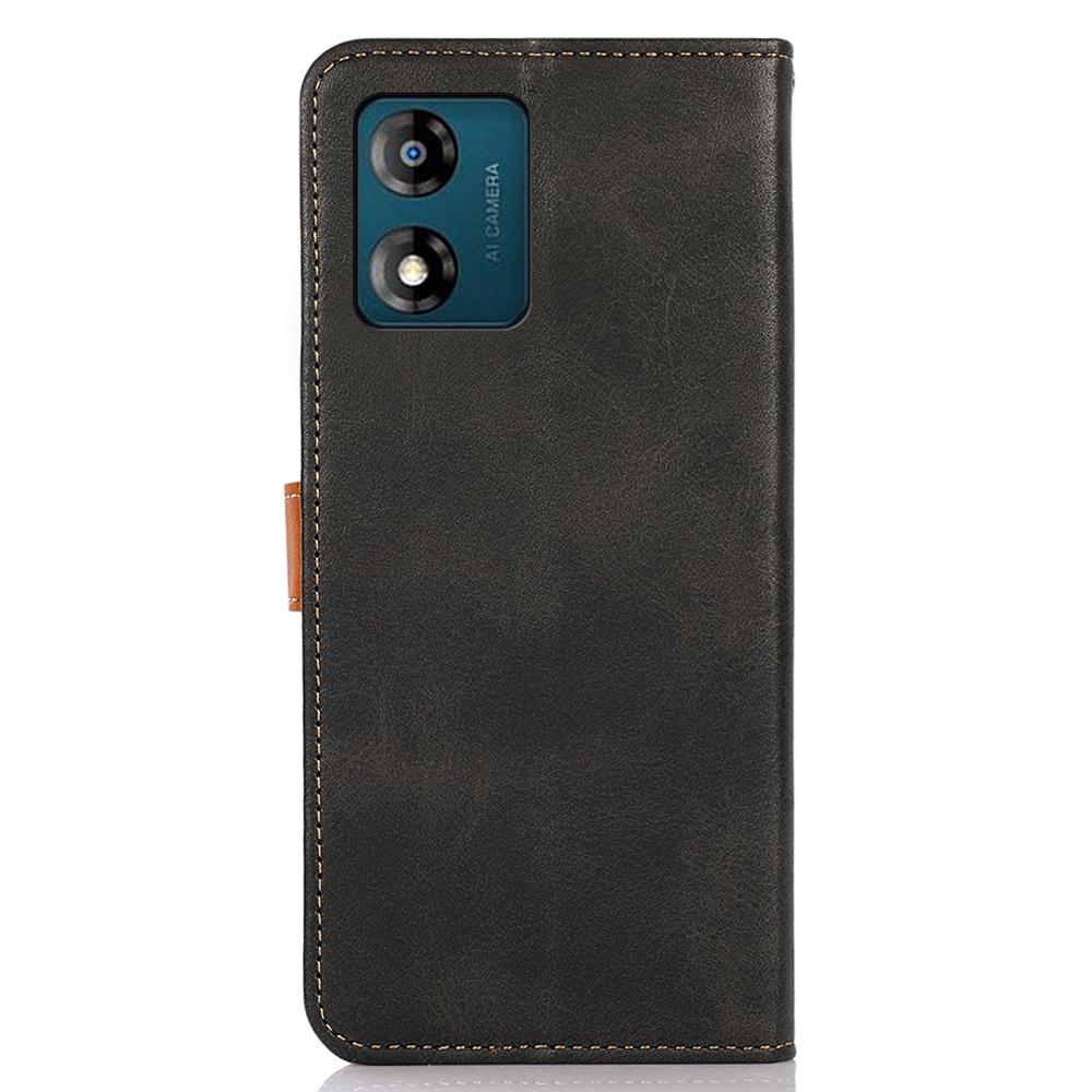 KHAZNEH For Motorola Moto E13 4G Phone Wallet Case Cowhide Texture PU Leather Gold Buckle Stand Phone Cover