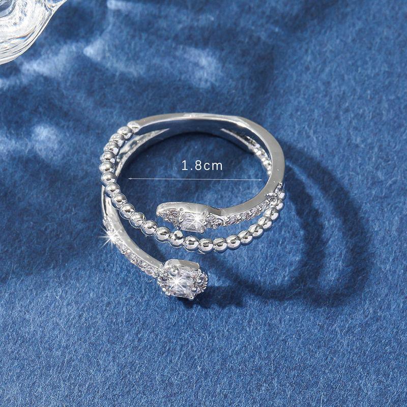 GemChic Women's Ring Personalized Geometric Embed Zircon Opening Ring Female Trendy Index Finger Ring Birthday Christmas Jewelry Gift