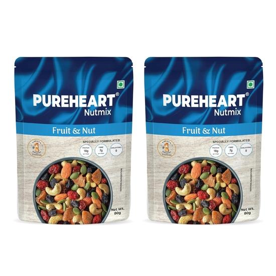 

Pureheart Nutmix Fruit & Nuts (80 gm, Pack of 2) Natural Premium Mix Nuts (Cashews, Almonds, Raisins, Cranberries) Delicious & Crunchy Dry Fruits