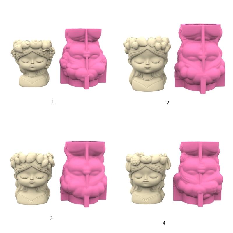 Creative Silicone Flower Pot Mold with Girl Design For Succulent Cement Crafts DIY Home Decors Reusable Gardening Tool