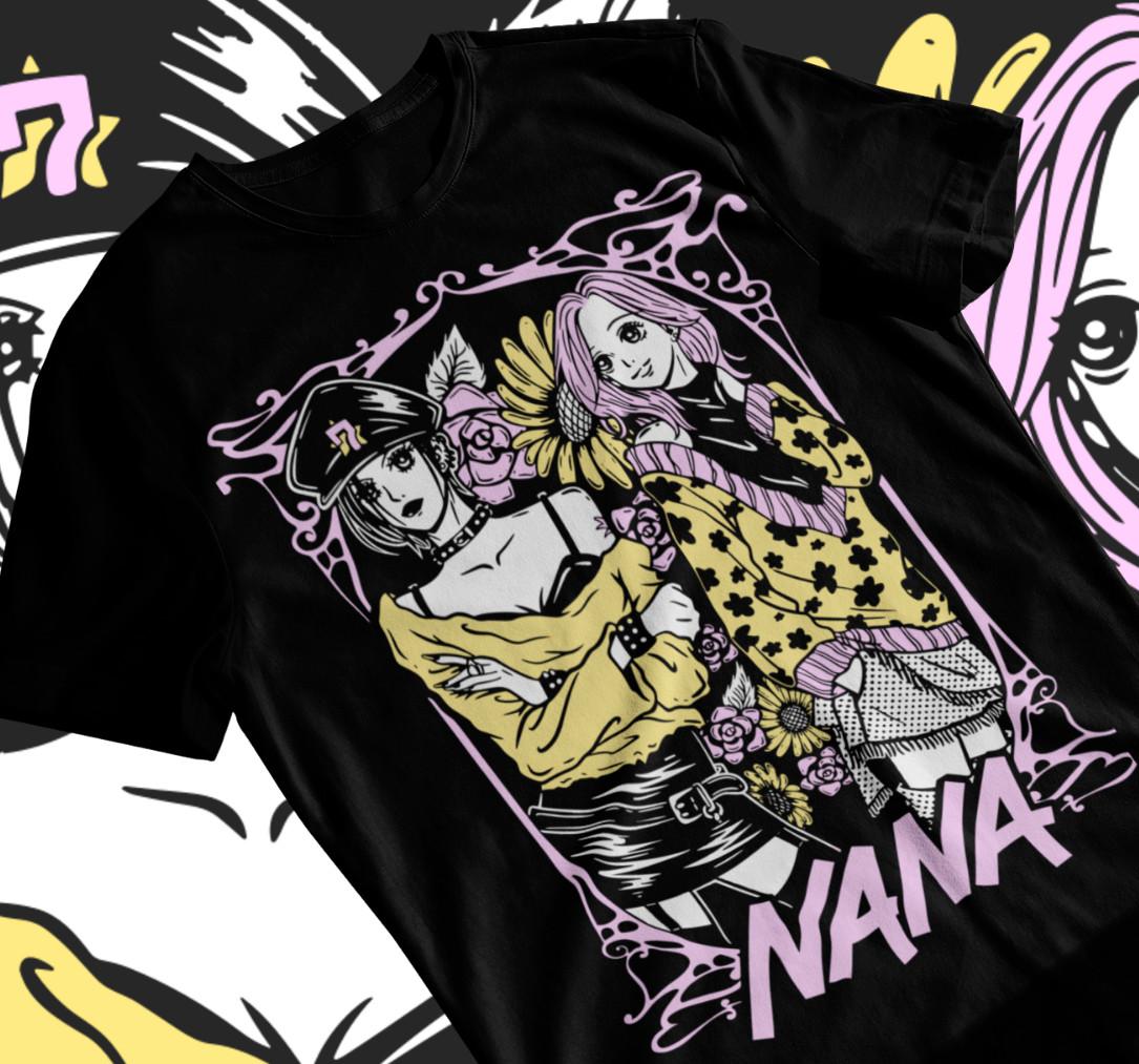 Nana Osaki T-shirt Black Stones Girl Kawaii Manga Anime Graphic Shirt Soft Tee XXL