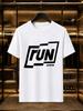 2026 New Arrival 100 Cotton Tshirt Run Irregular Frame Letter With Just4fun Small Text Print Crew Neck Unisex Sports Loose Casual