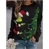 Grinch Green Christmas 3D Print Womens Long Sleeve Crew Neck T Shirt Streetwear