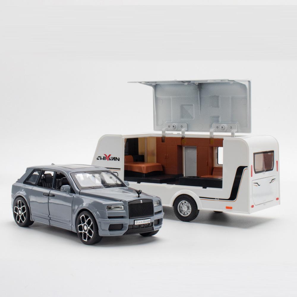 

1:32 Scale Rolls Royce Cullinan RV Car Models Alloy Diecast Toys Pull Back 6 Doors Opened Camping Vehicle Toy for Kids Presents