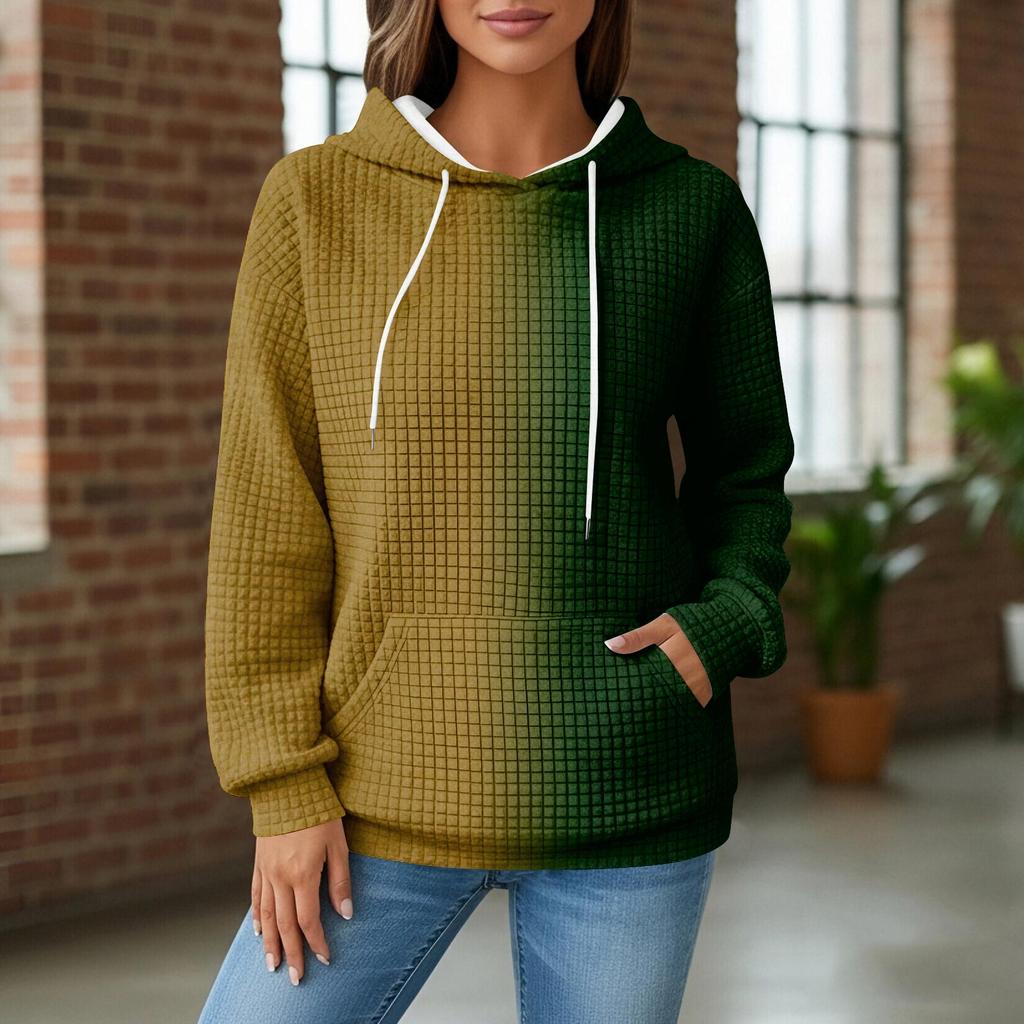 Women's Knit Hoodie - Long Sleeve Pullover with Pocket, Casual Loose-Fit Sweatshirt for Daily Wear/Outdoor