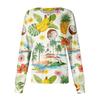 Women's Casual Long Sleeve Hawaiian Floral Print Single Button Scrub Cardigan Top for Uniform