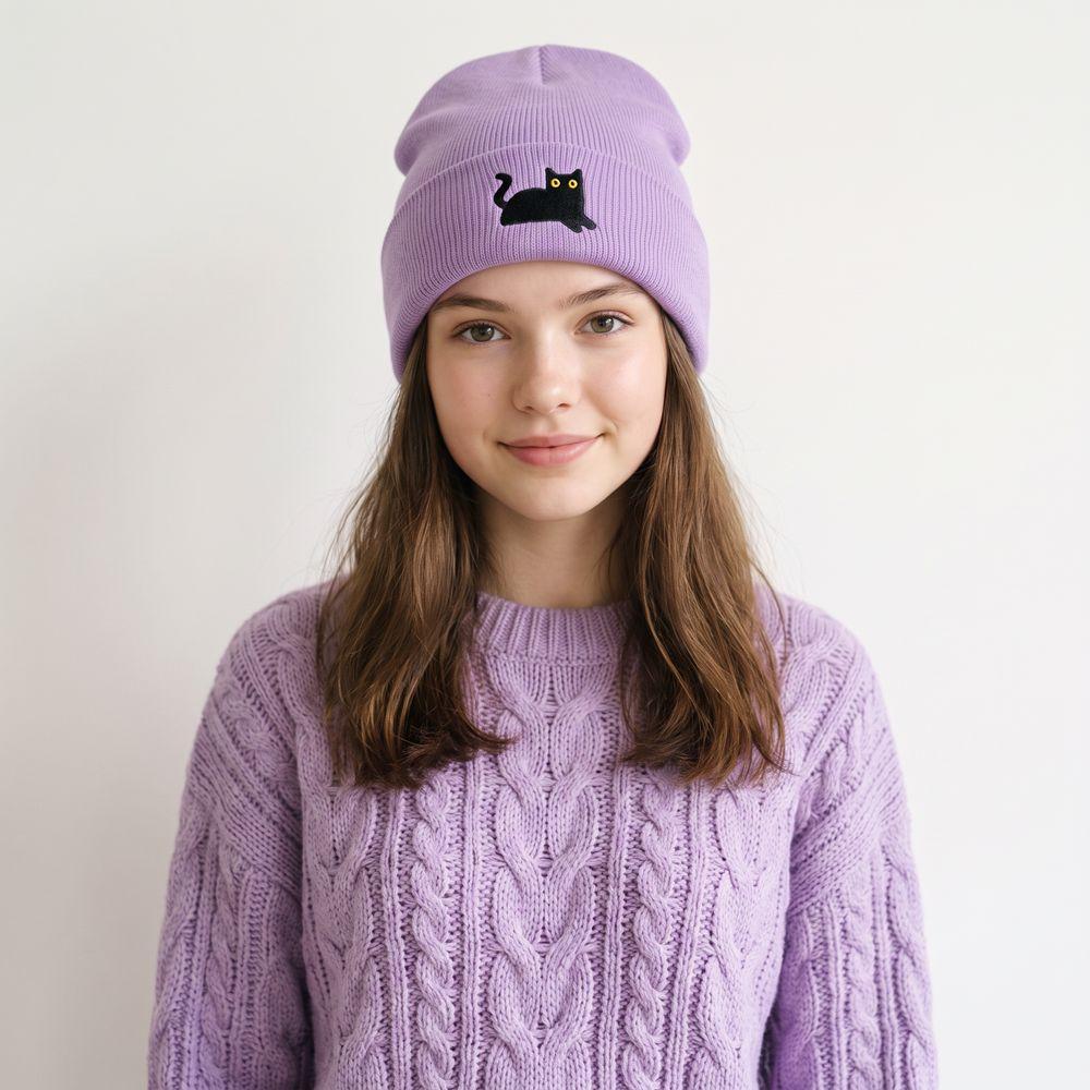 Cute Knit Beanies Warm Winter Caps Fashion Embroidered Cat Knitted Hat Travel