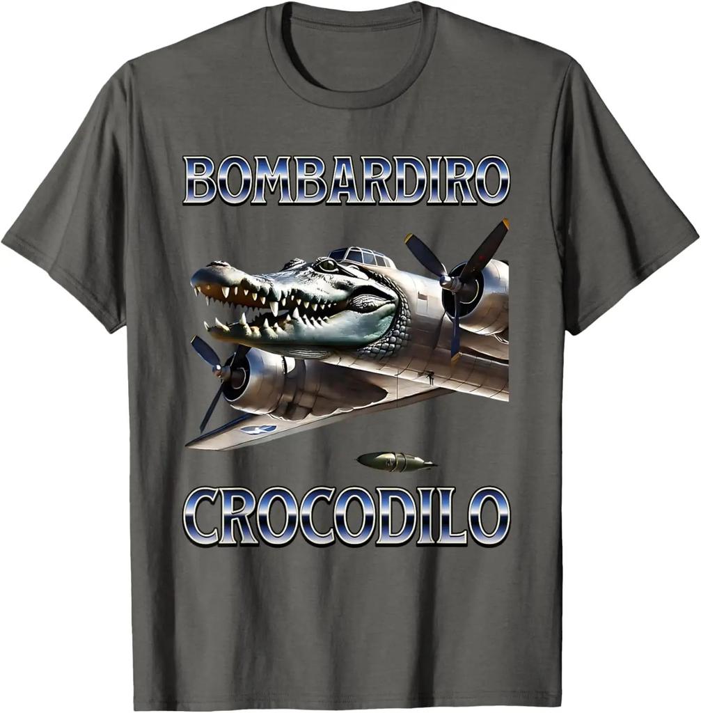 Bombardino Crocodilo Meme T-Shirt Men Women Short Sleeve Cotton Tees Funny Graphic T-shirt Y2k Outfit Summer Tops Men's Clothing
