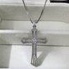 Shine Hip Hop Cross Necklace for Women with Dazzling White Stone Luxury Silver Color Cool Neck Accessories Party Fashion Jewelry