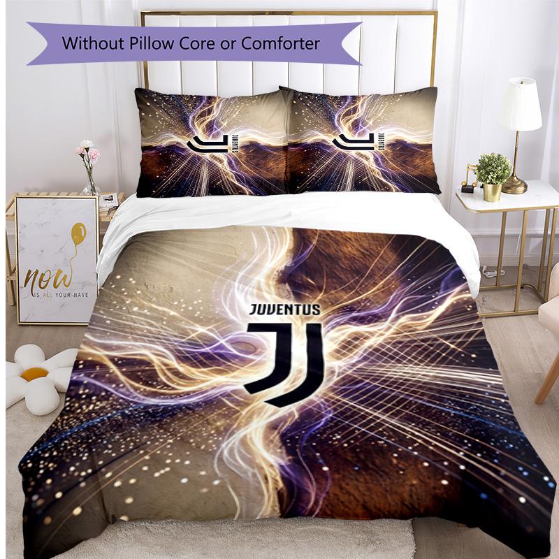 Set Biancheria da Letto 3 Pezzi con Stampa Pattern Juventus FC Morbido Delicato sulla Pelle Lavabile Copripiumino e Federe Set Stagione Unica Camera da Letto